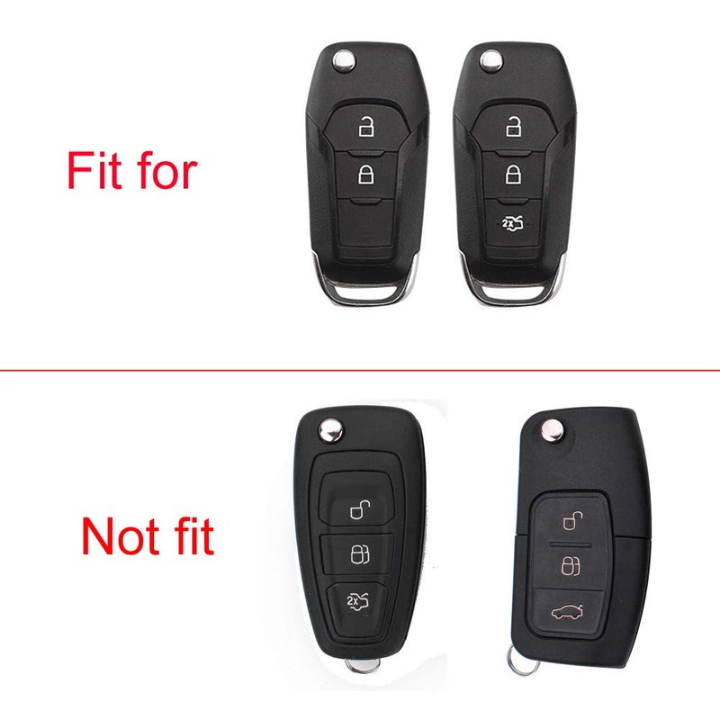 ROYALFOX(TM 2 3 Buttons Soft TPU flip Remote Key Fob case Cover for 2015 2016 2017 2018 2019 Ford F150 F250,Focus 3 Escort Kuga Everest Fiesta Mustang Edge MKV Fusion 2016 Ranger (Blue) - Image 2